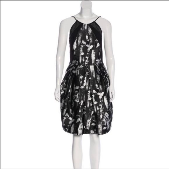 CARMEN MARC VALVO  Sleeveless black and silver abstract print Dress 12 - Picture 9 of 9
